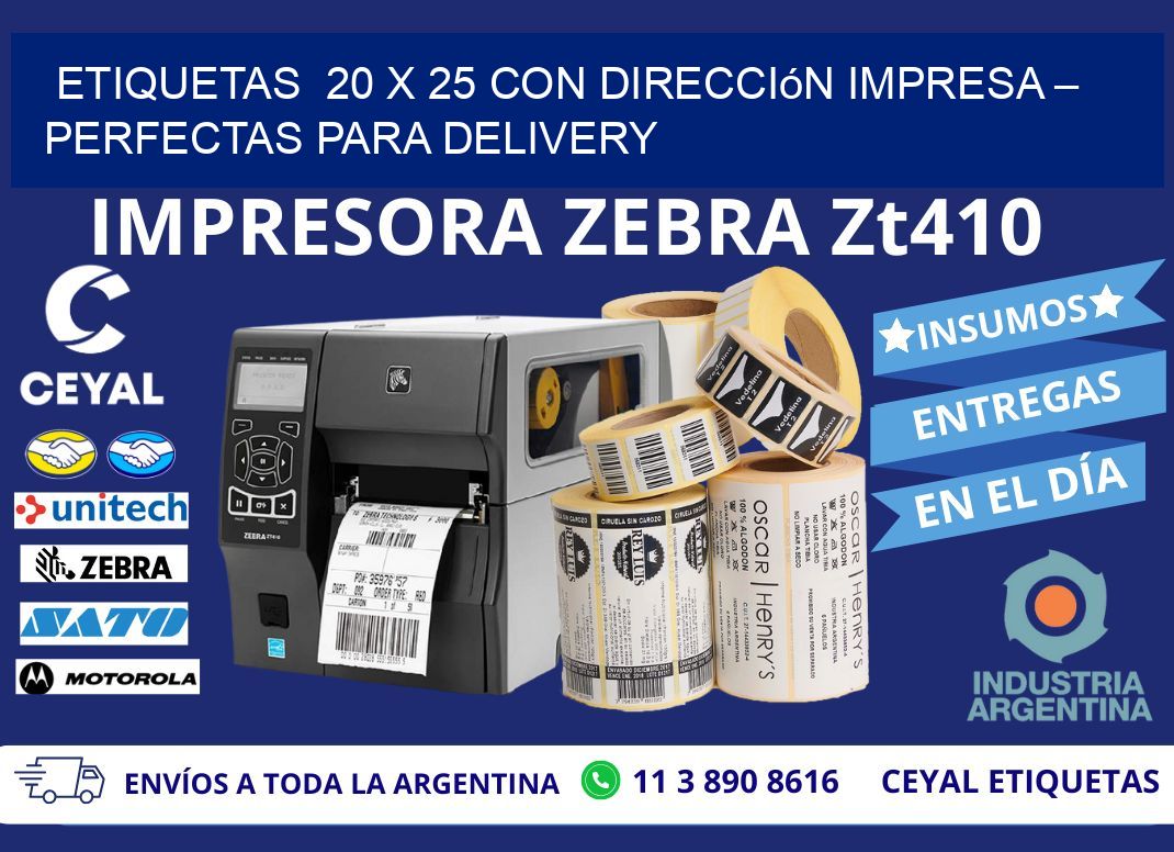 Etiquetas  20 x 25 con Dirección Impresa – Perfectas para Delivery