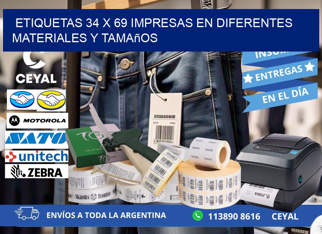 Etiquetas 34 x 69 Impresas en Diferentes Materiales y Tamaños