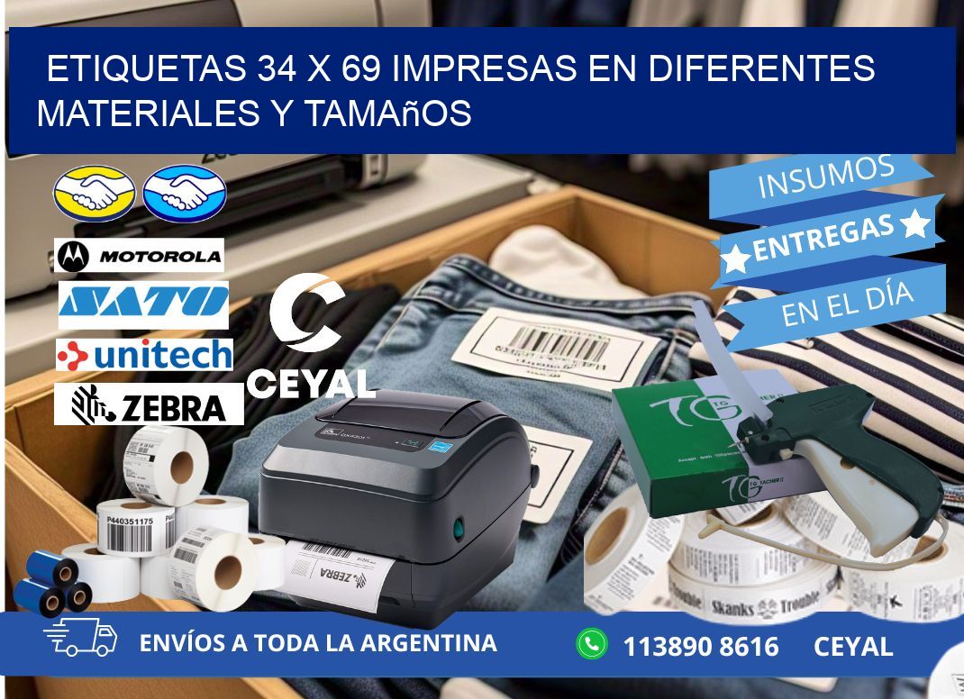 Etiquetas 34 x 69 Impresas en Diferentes Materiales y Tamaños