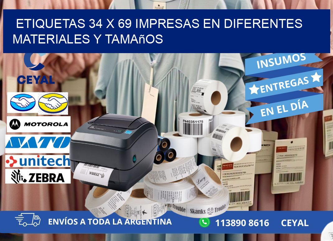 Etiquetas 34 x 69 Impresas en Diferentes Materiales y Tamaños