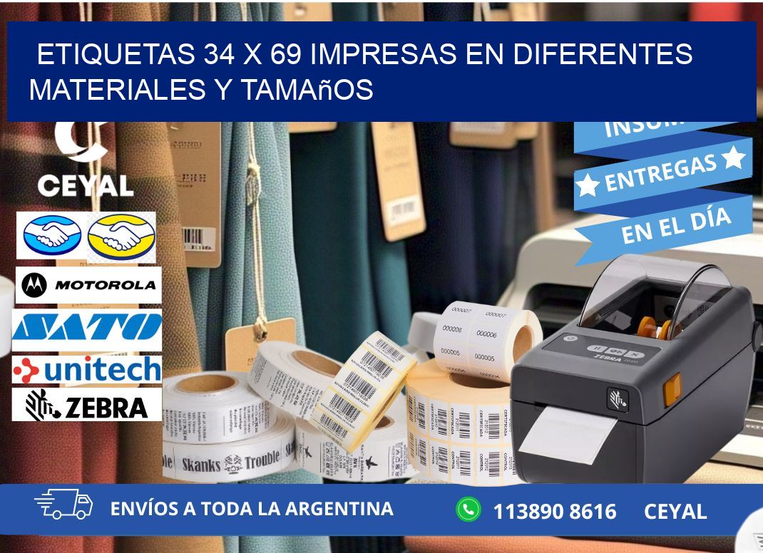 Etiquetas 34 x 69 Impresas en Diferentes Materiales y Tamaños