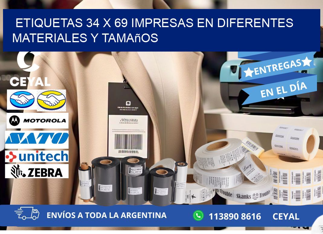 Etiquetas 34 x 69 Impresas en Diferentes Materiales y Tamaños