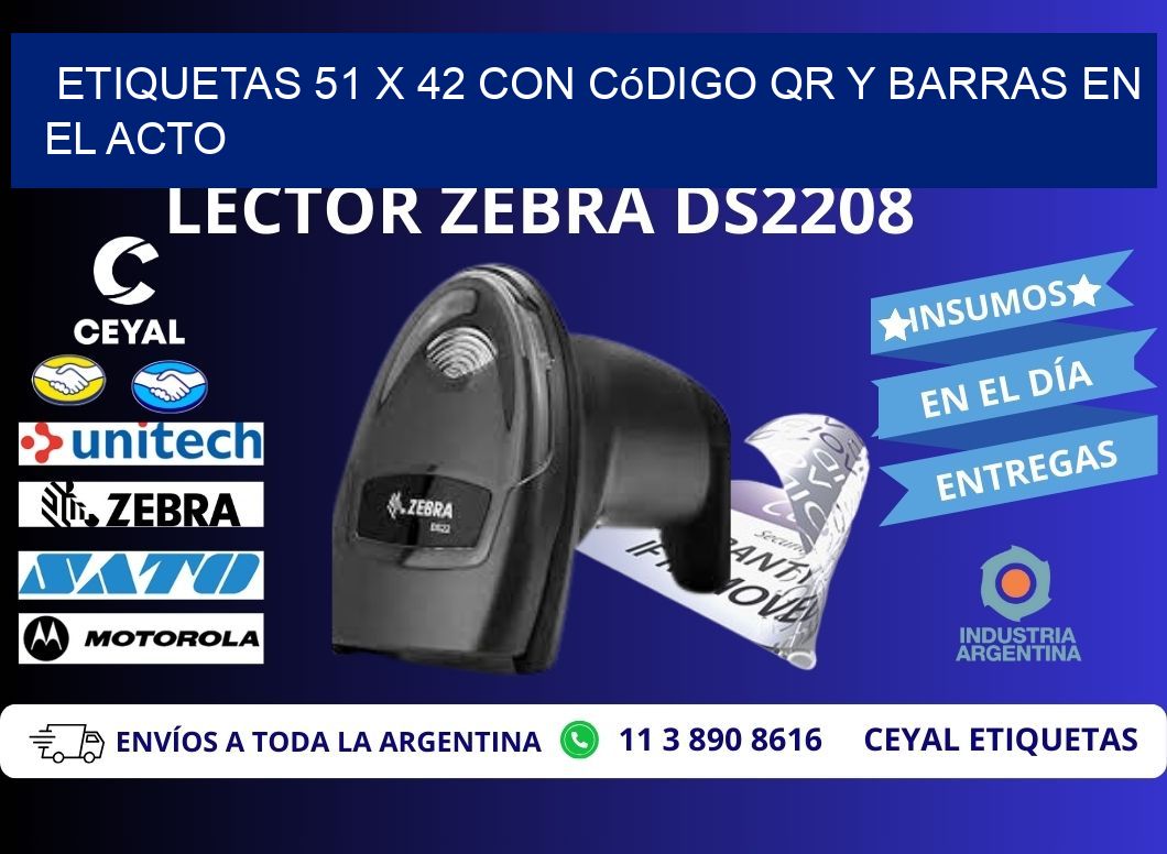 Etiquetas 51 x 42 con Código QR y Barras en el Acto