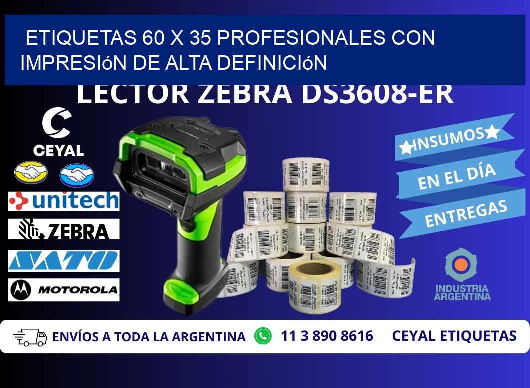 Etiquetas 60 x 35 Profesionales con Impresión de Alta Definición