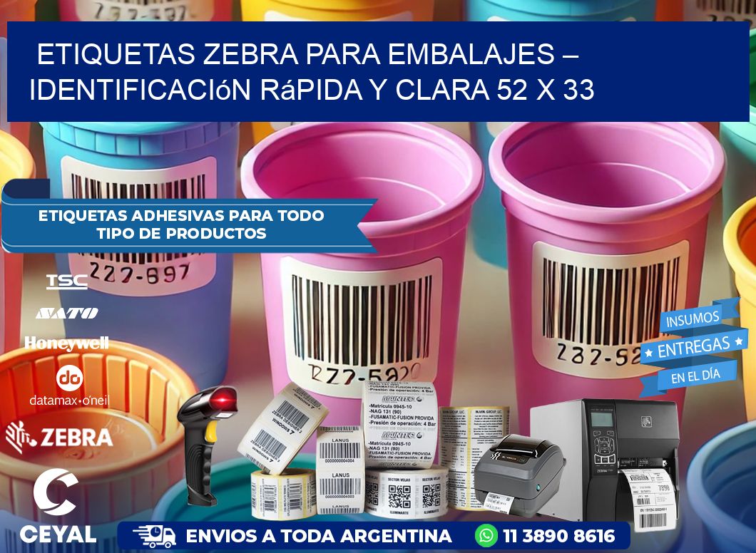 Etiquetas Zebra para Embalajes – Identificación Rápida y Clara 52 x 33