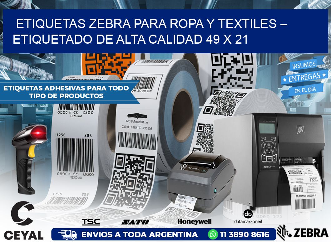 Etiquetas Zebra para Ropa y Textiles – Etiquetado de Alta Calidad 49 x 21