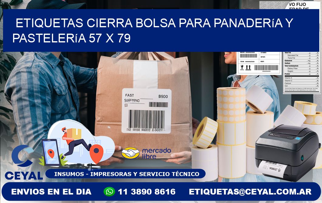 Etiquetas cierra bolsa para panadería y pastelería 57 x 79