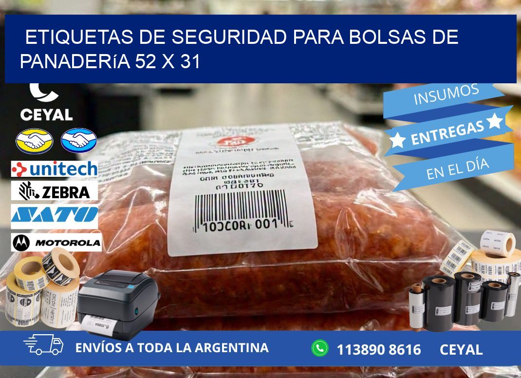 Etiquetas de seguridad para bolsas de panadería 52 x 31