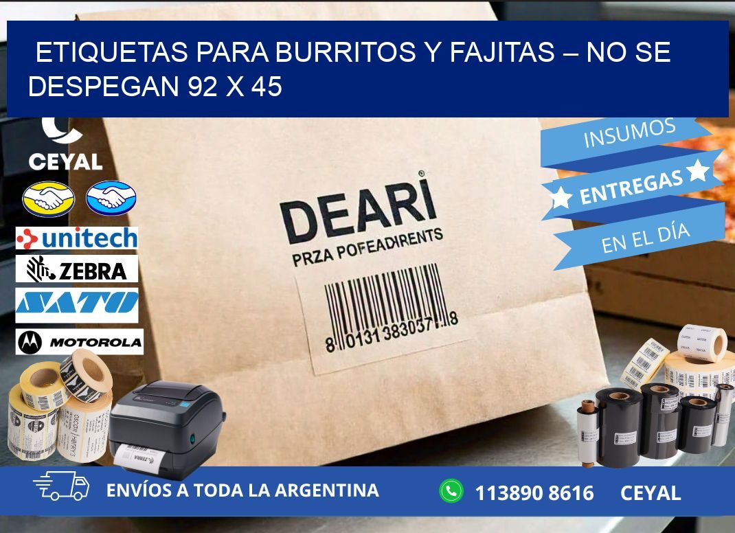 Etiquetas para burritos y fajitas – No se despegan 92 x 45