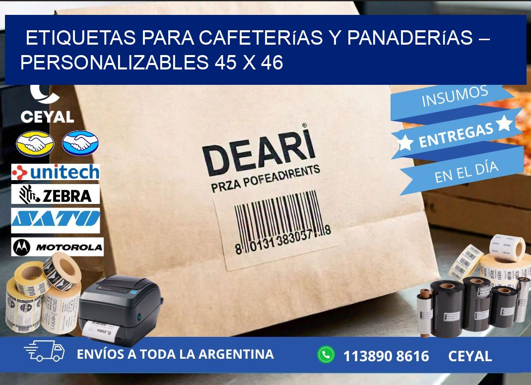 Etiquetas para cafeterías y panaderías – Personalizables 45 x 46