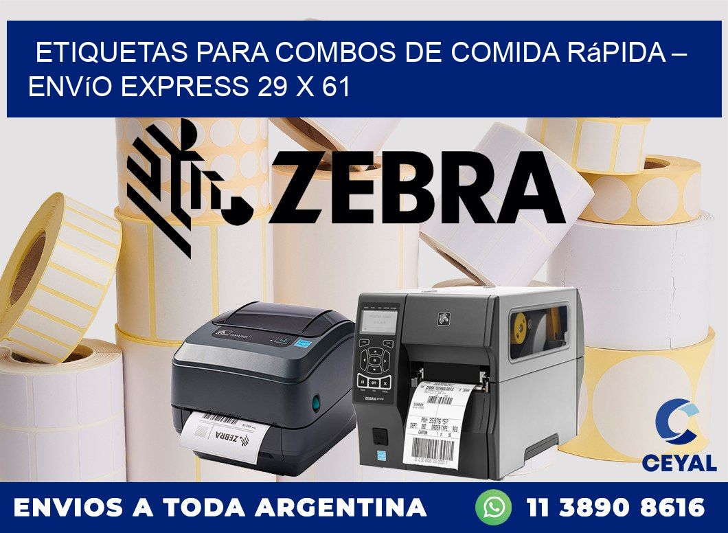 Etiquetas para combos de comida rápida – Envío express 29 x 61