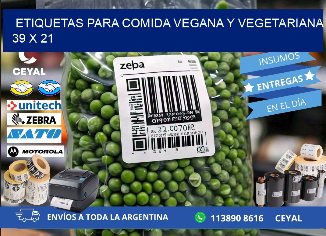 Etiquetas para comida vegana y vegetariana 39 x 21