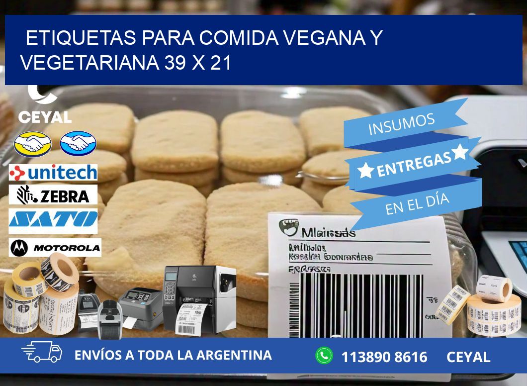 Etiquetas para comida vegana y vegetariana 39 x 21