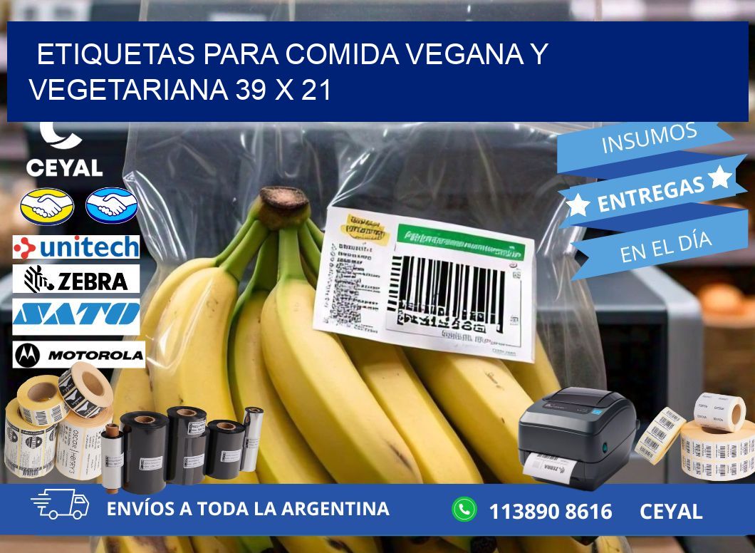 Etiquetas para comida vegana y vegetariana 39 x 21