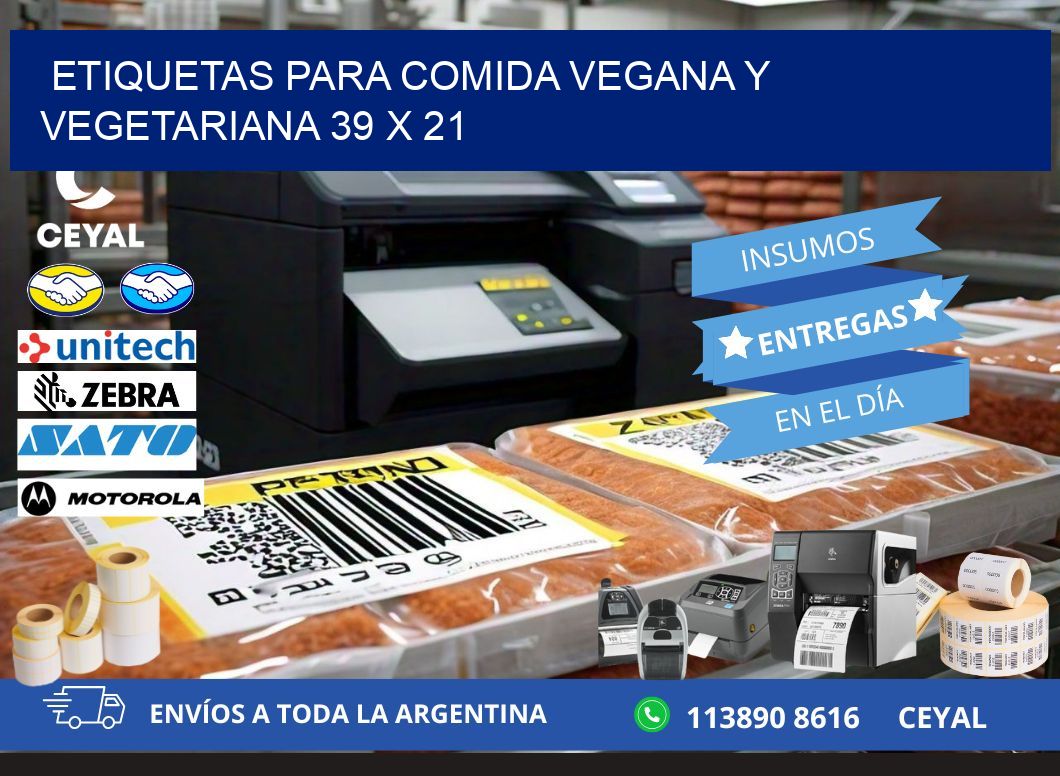 Etiquetas para comida vegana y vegetariana 39 x 21