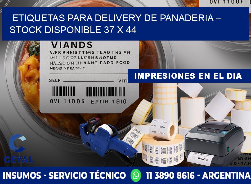 Etiquetas para delivery de panadería – Stock disponible 37 x 44