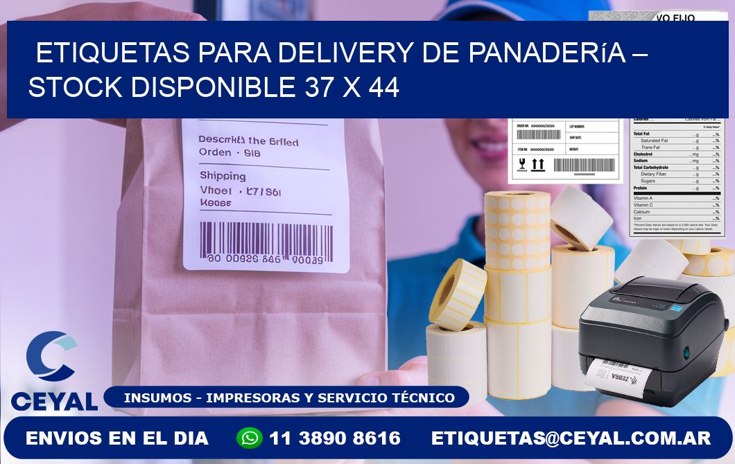 Etiquetas para delivery de panadería – Stock disponible 37 x 44