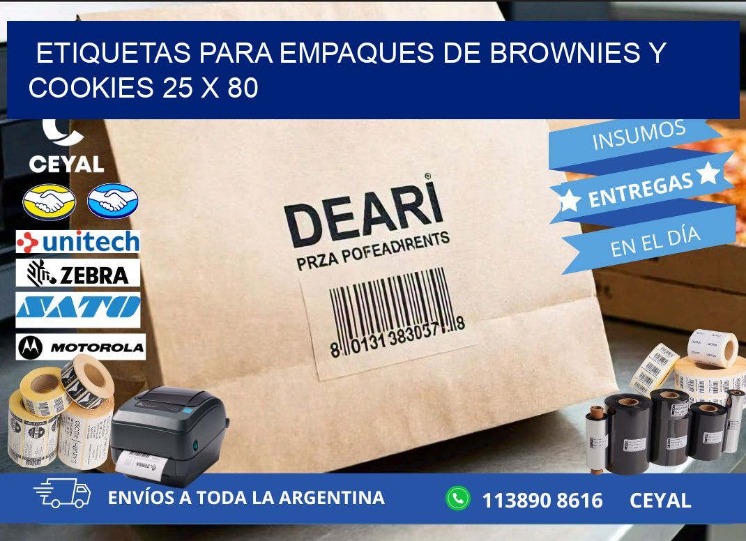 Etiquetas para empaques de brownies y cookies 25 x 80