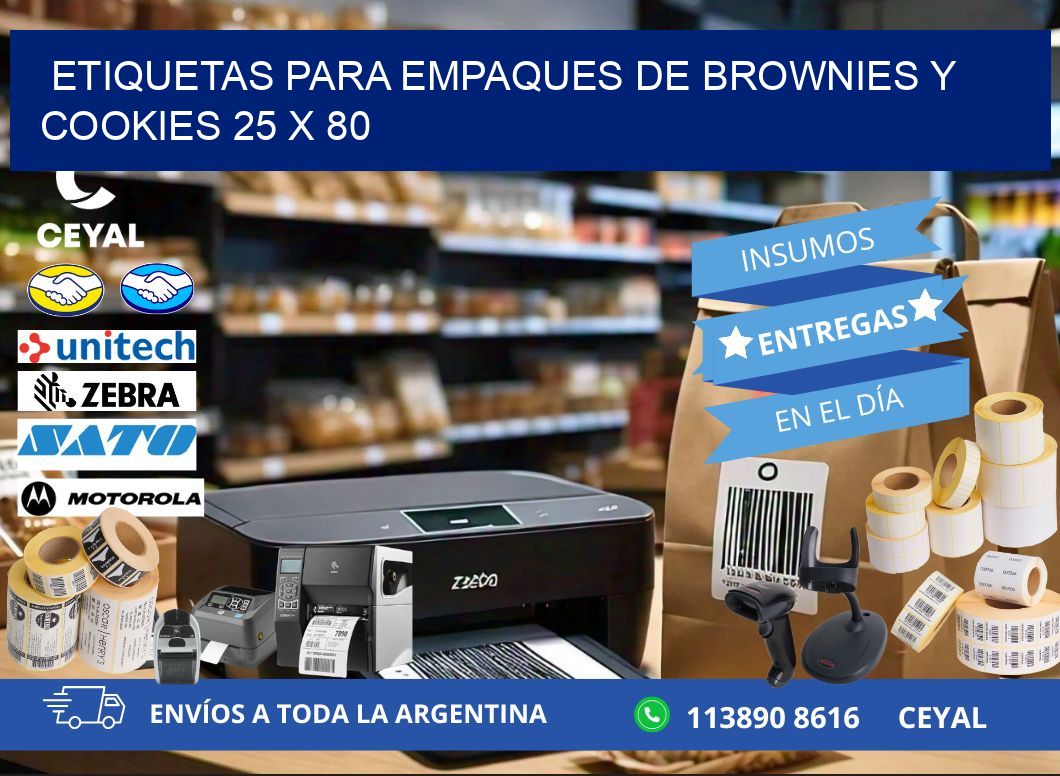 Etiquetas para empaques de brownies y cookies 25 x 80