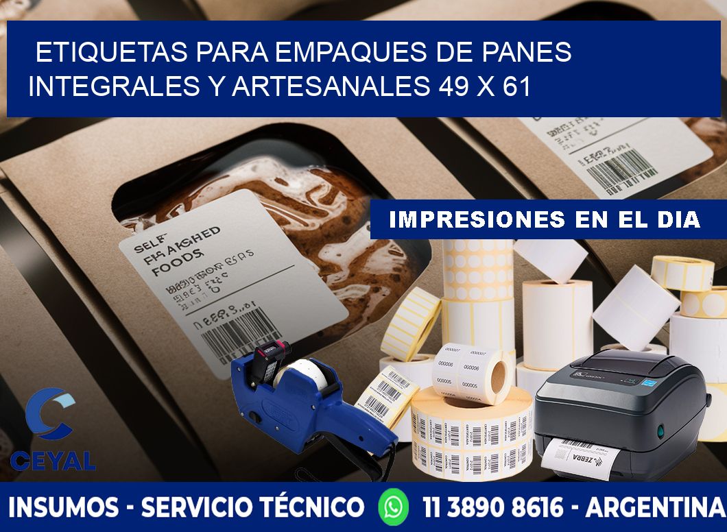 Etiquetas para empaques de panes integrales y artesanales 49 x 61