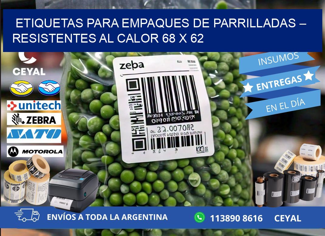 Etiquetas para empaques de parrilladas – Resistentes al calor 68 x 62