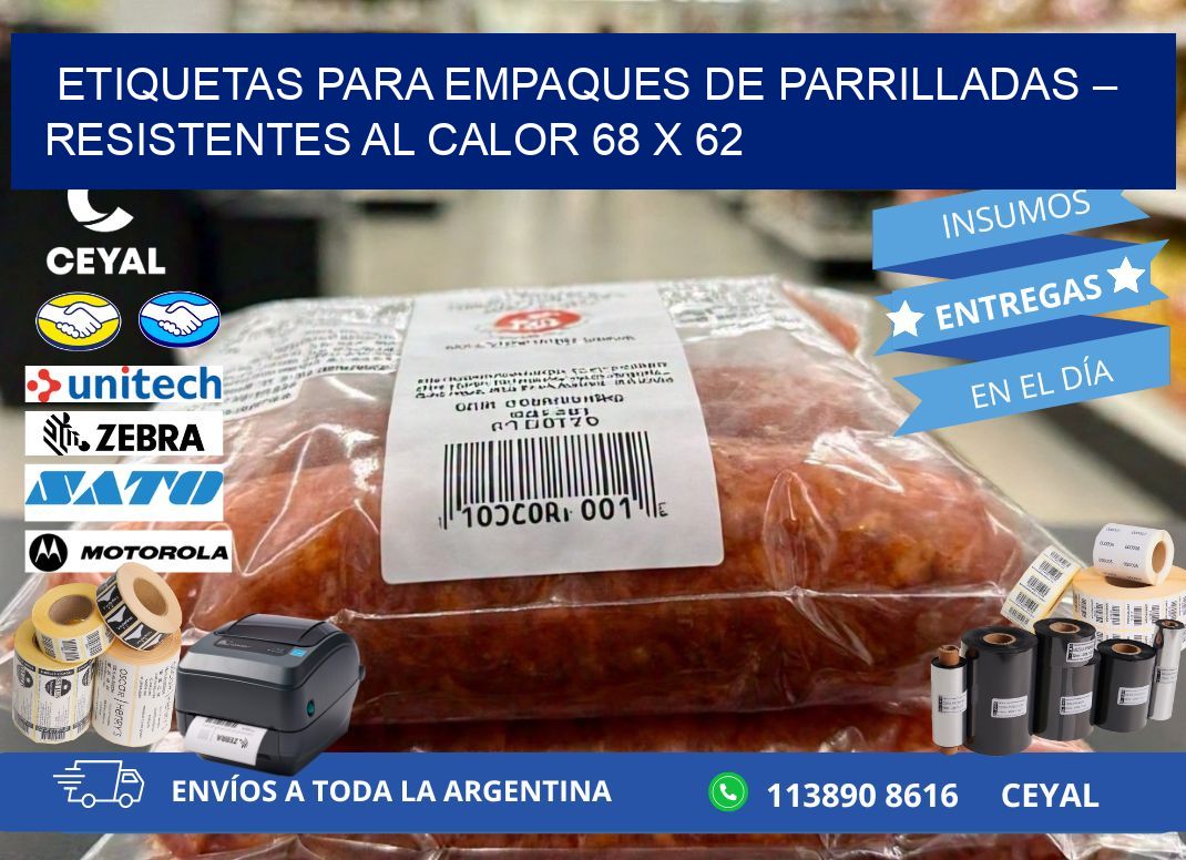 Etiquetas para empaques de parrilladas – Resistentes al calor 68 x 62