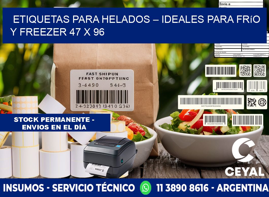 Etiquetas para helados – Ideales para frío y freezer 47 x 96