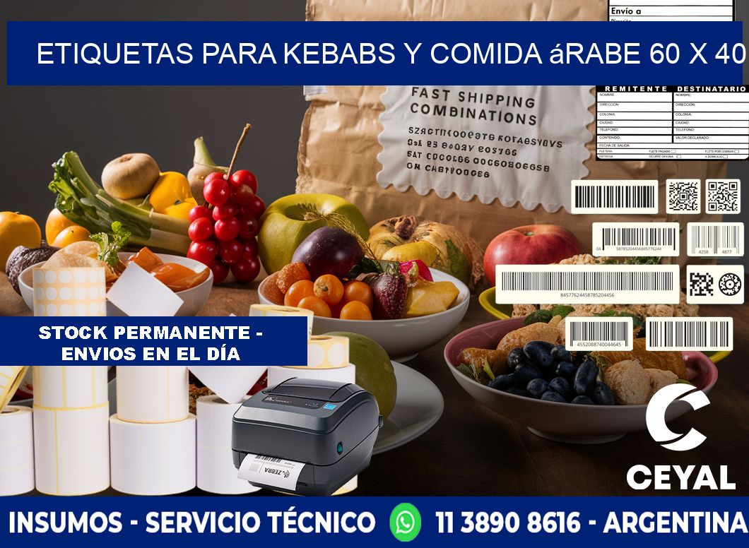 Etiquetas para kebabs y comida árabe 60 x 40