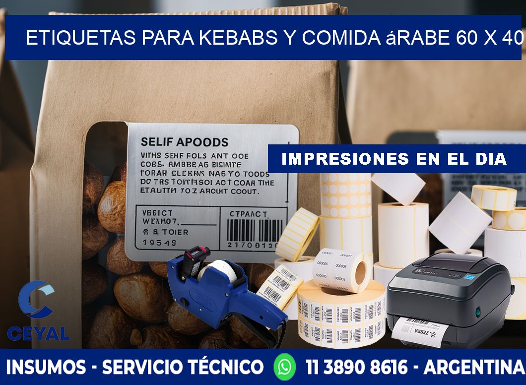 Etiquetas para kebabs y comida árabe 60 x 40