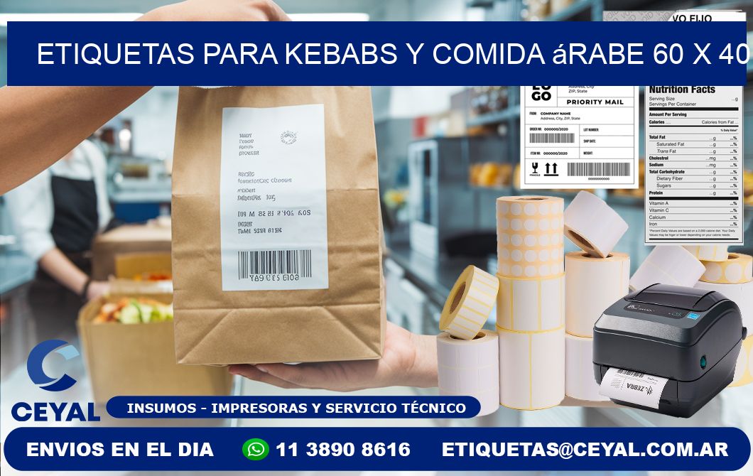 Etiquetas para kebabs y comida árabe 60 x 40