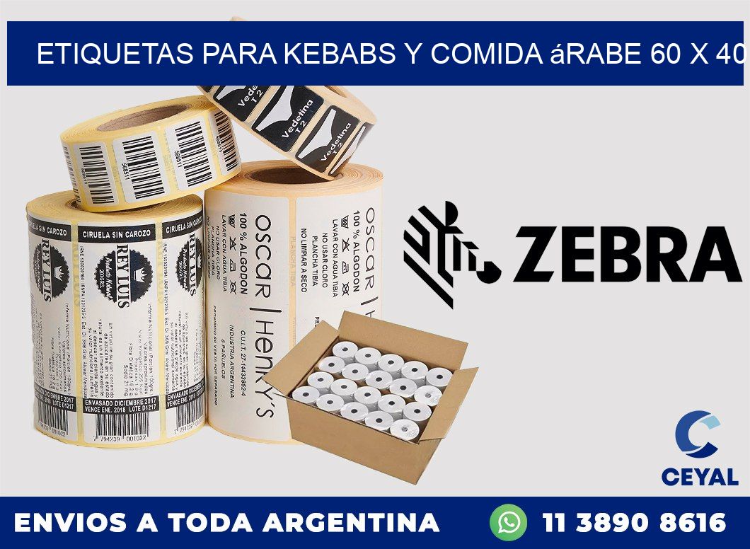 Etiquetas para kebabs y comida árabe 60 x 40