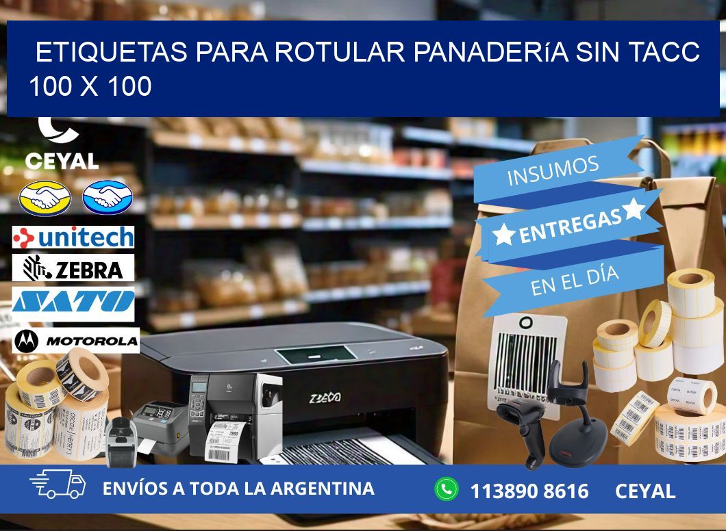 Etiquetas para rotular panadería sin TACC 100 x 100