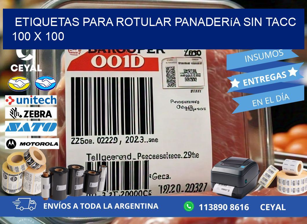 Etiquetas para rotular panadería sin TACC 100 x 100