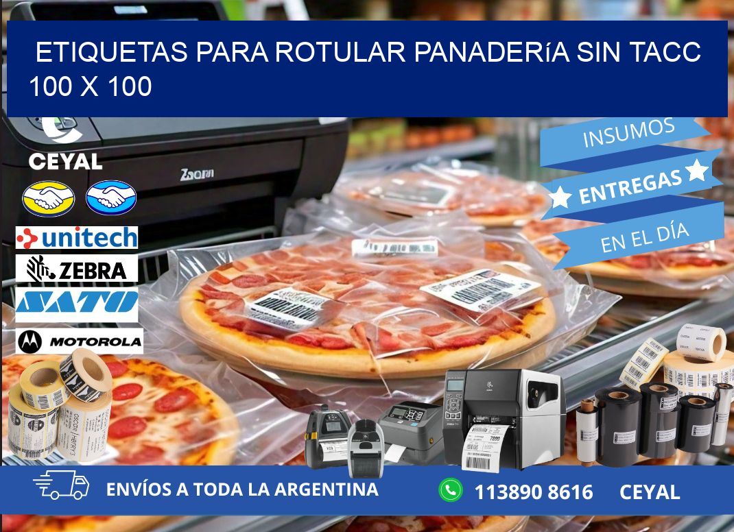 Etiquetas para rotular panadería sin TACC 100 x 100