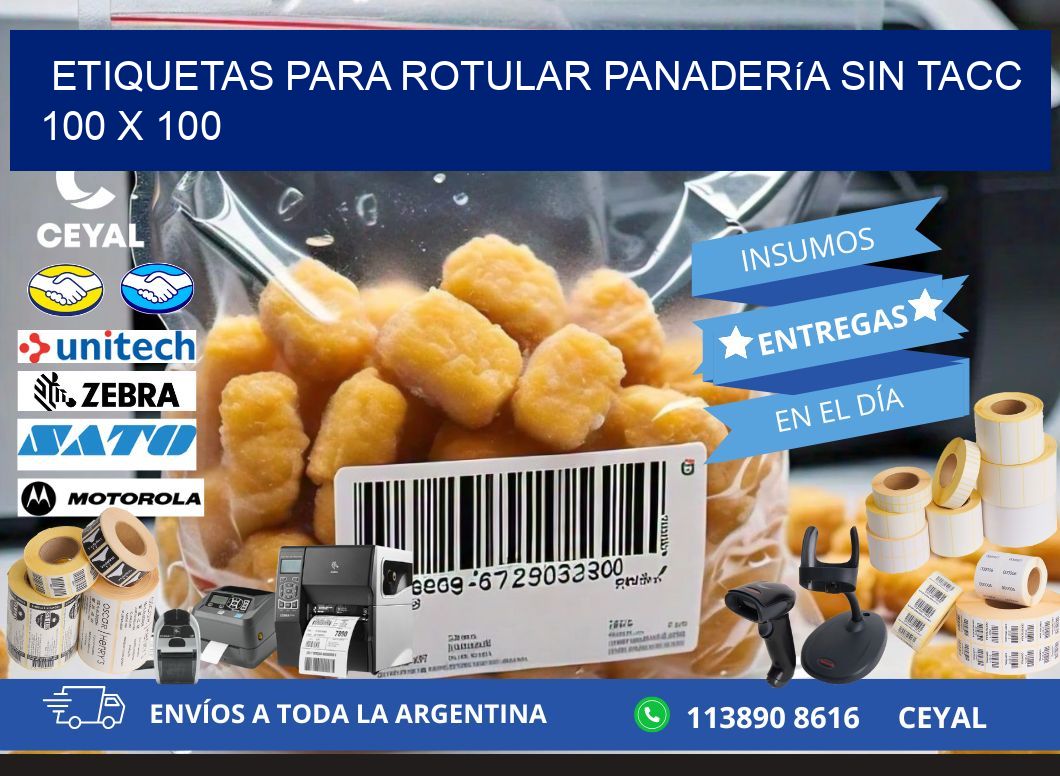 Etiquetas para rotular panadería sin TACC 100 x 100