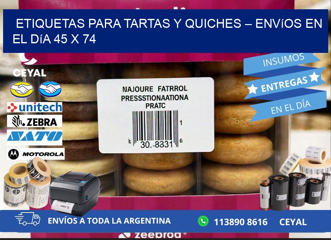 Etiquetas para tartas y quiches – Envíos en el día 45 x 74