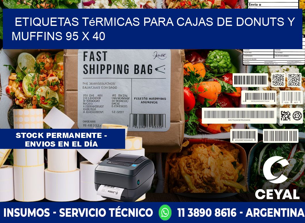 Etiquetas térmicas para cajas de donuts y muffins 95 x 40