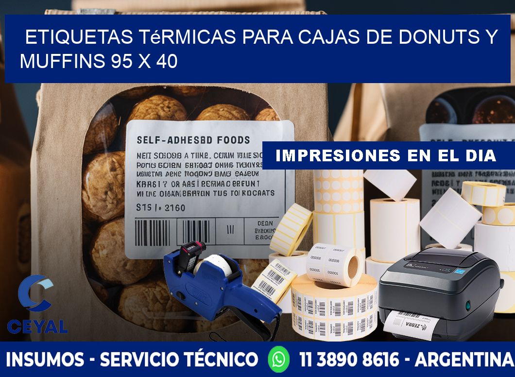 Etiquetas térmicas para cajas de donuts y muffins 95 x 40