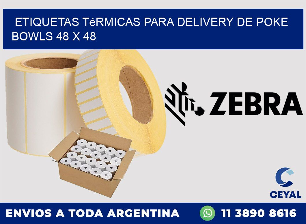 Etiquetas térmicas para delivery de poke bowls 48 x 48