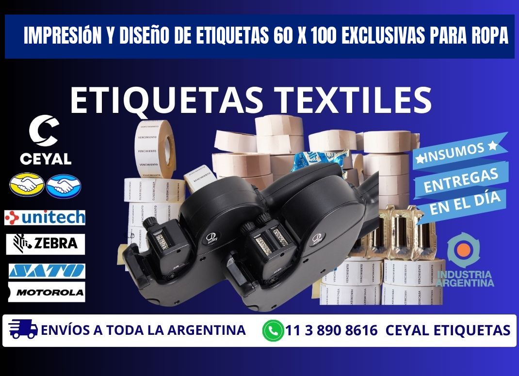 Impresión y Diseño de Etiquetas 60 x 100 Exclusivas para Ropa