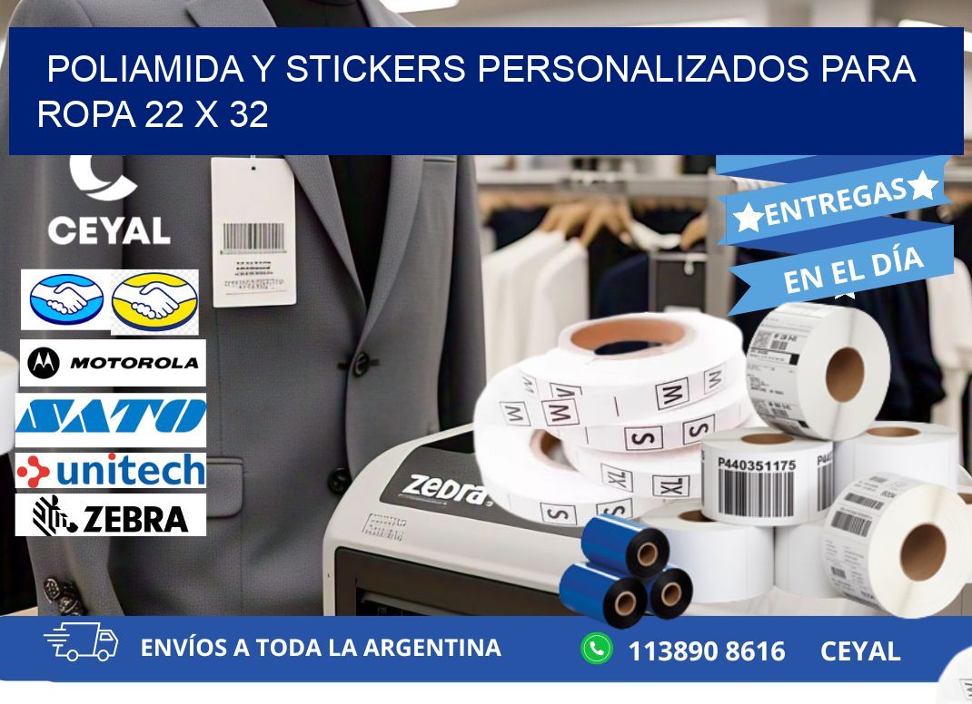 POLIAMIDA Y STICKERS PERSONALIZADOS PARA ROPA 22 x 32