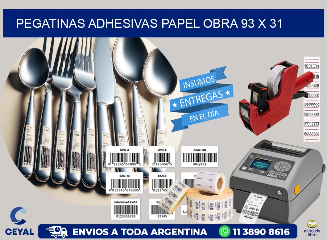 Pegatinas Adhesivas papel Obra 93 x 31