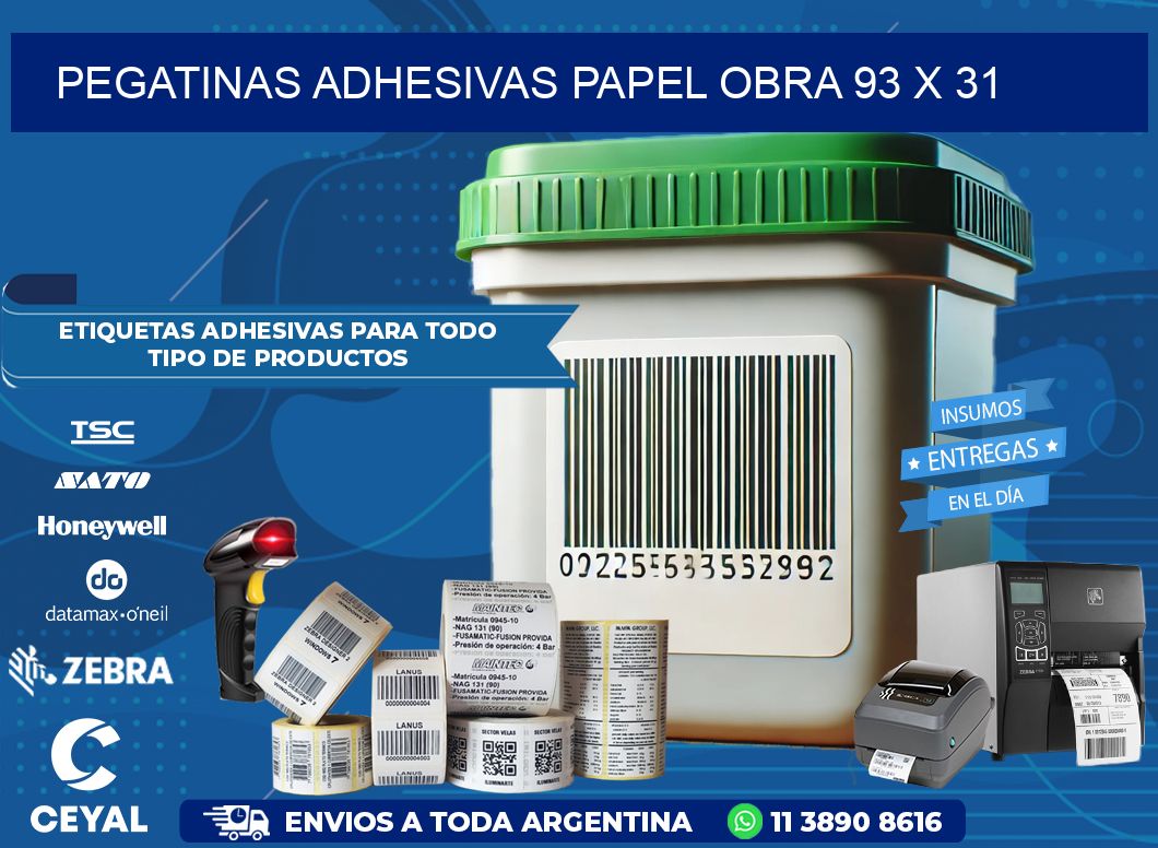 Pegatinas Adhesivas papel Obra 93 x 31