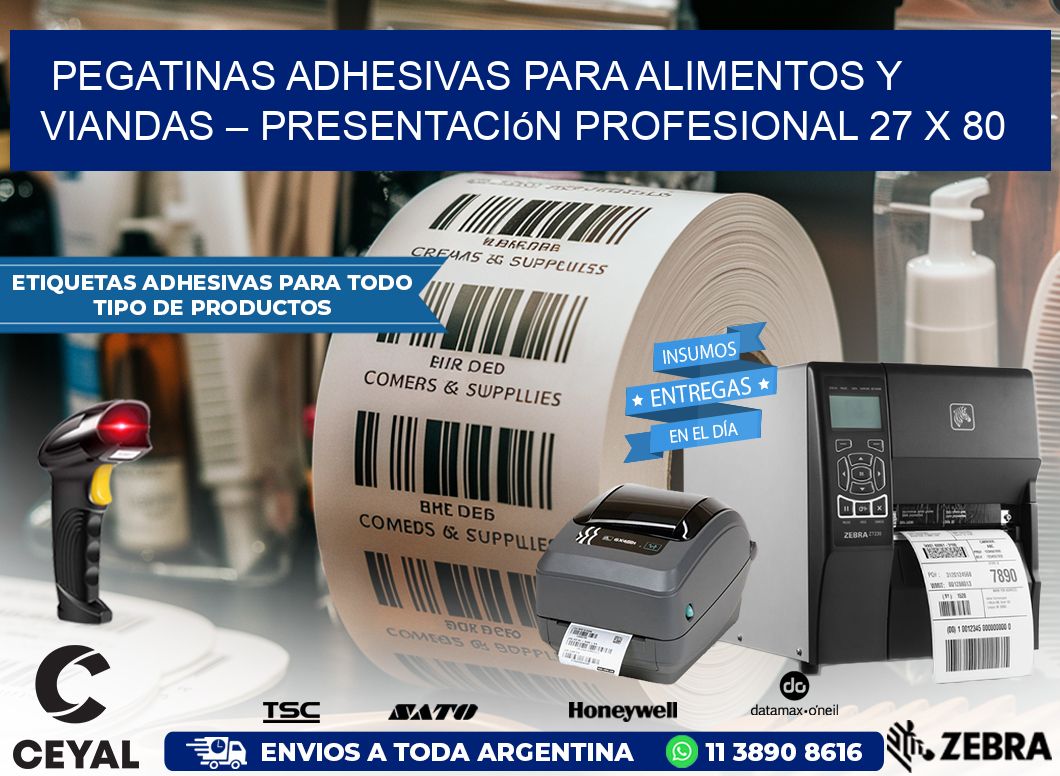 Pegatinas Adhesivas para Alimentos y Viandas – Presentación Profesional 27 x 80