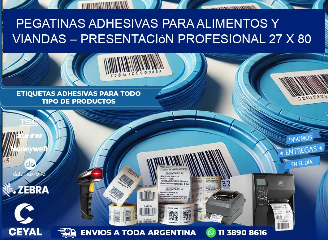 Pegatinas Adhesivas para Alimentos y Viandas – Presentación Profesional 27 x 80