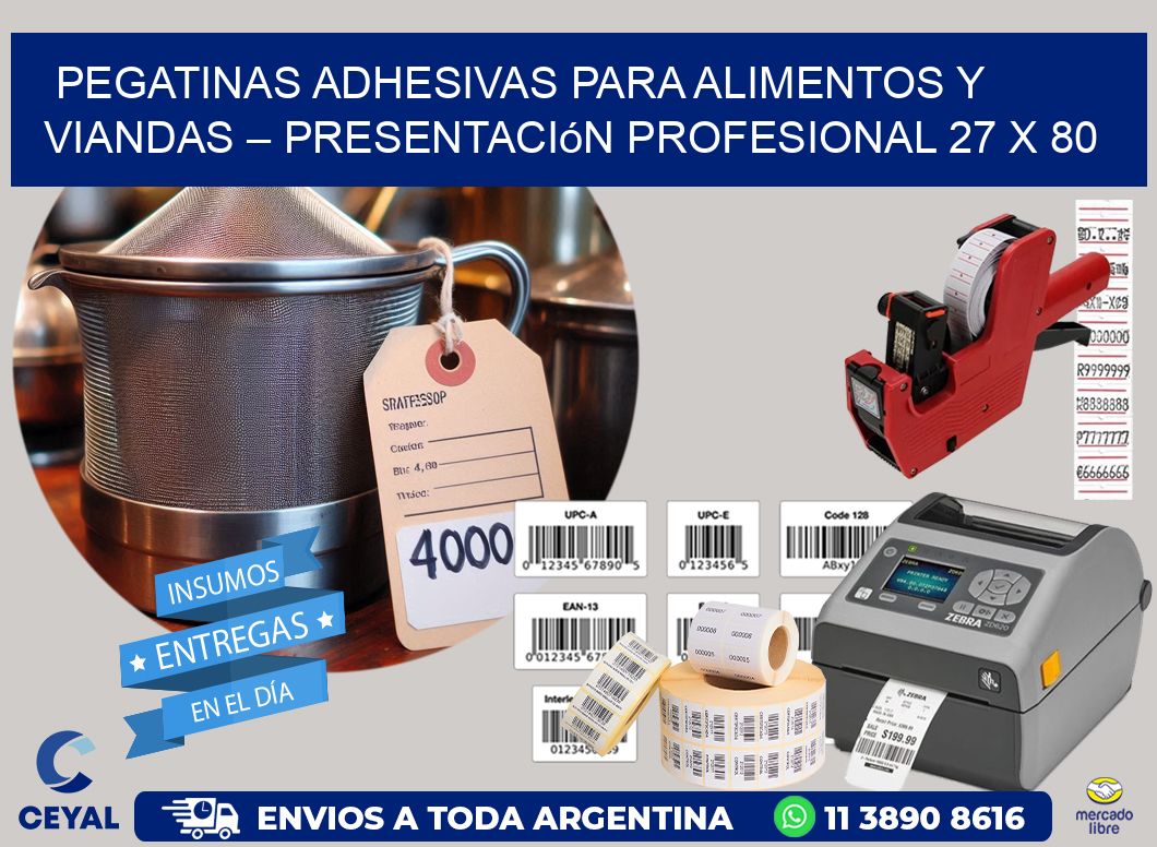 Pegatinas Adhesivas para Alimentos y Viandas – Presentación Profesional 27 x 80