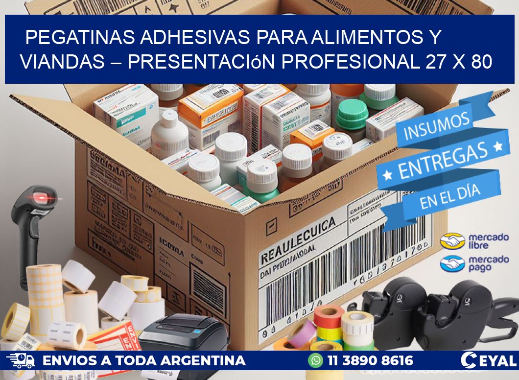 Pegatinas Adhesivas para Alimentos y Viandas – Presentación Profesional 27 x 80