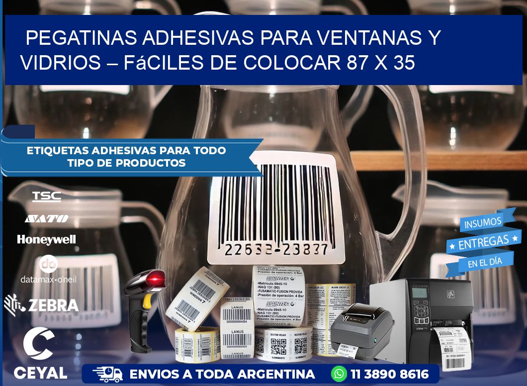 Pegatinas Adhesivas para Ventanas y Vidrios – Fáciles de Colocar 87 x 35