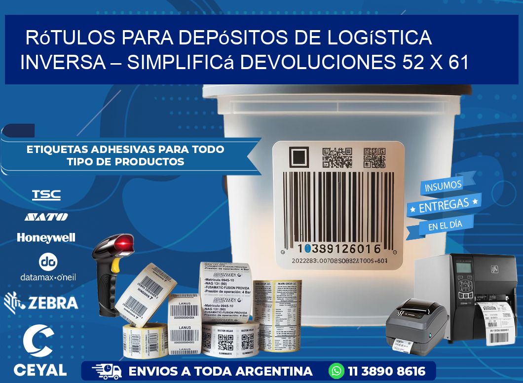 Rótulos para Depósitos de Logística Inversa – Simplificá Devoluciones 52 x 61