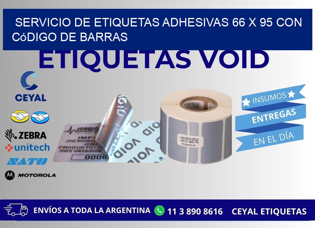 Servicio de Etiquetas Adhesivas 66 x 95 con Código de Barras